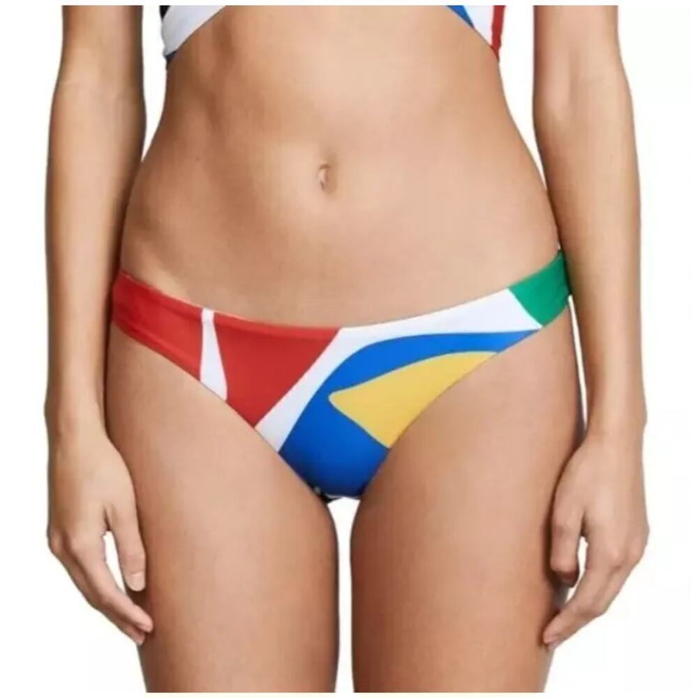 NWT Mara Hoffman Women's S ZOA Crimson Multi Bikini Swim Bottom NWT UPF50+ Sz S